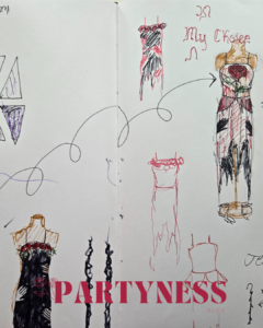 Sketchbook planning "Her Choice" dress handmade page