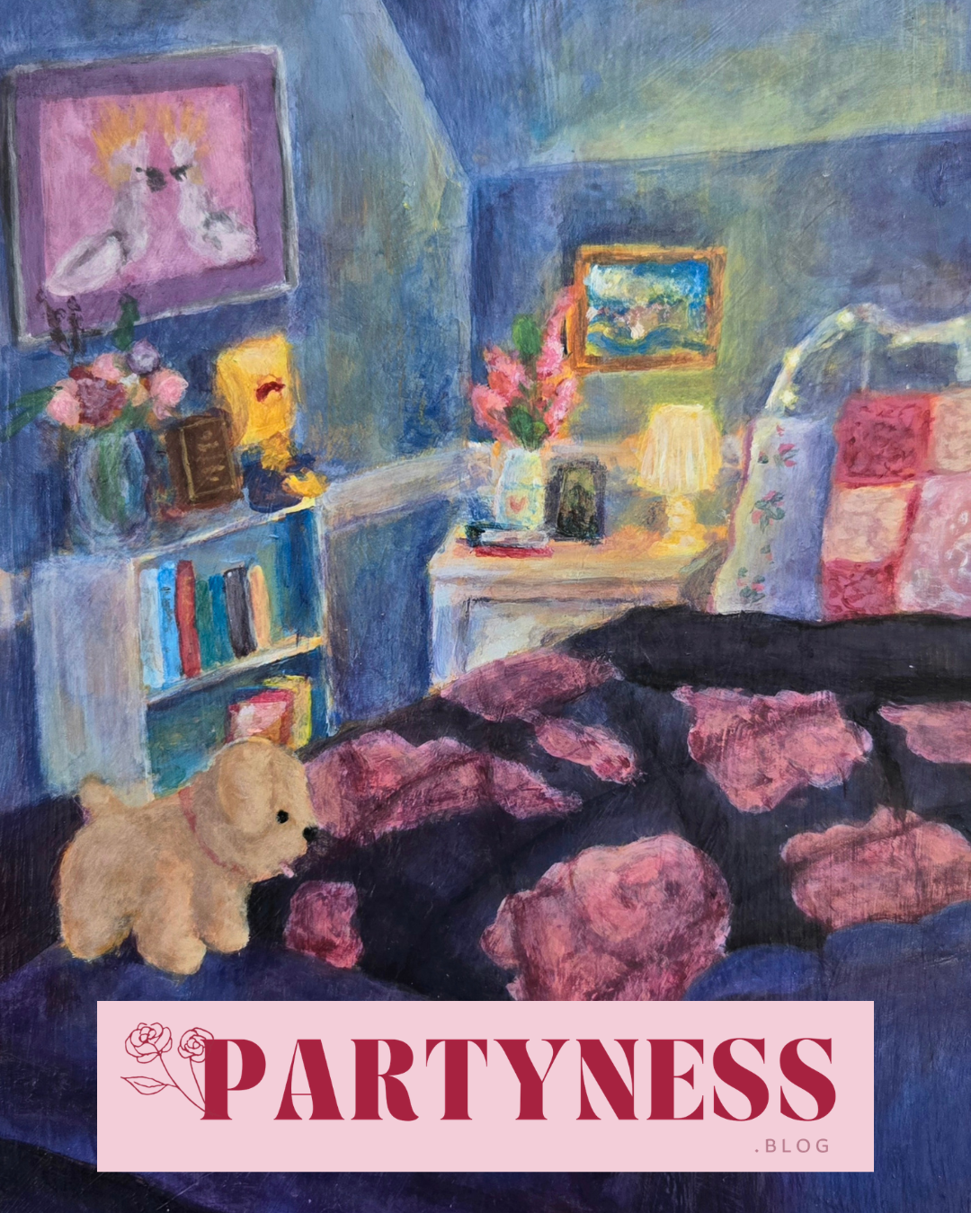 My art process - creating Girls Night acrylic painting header image post